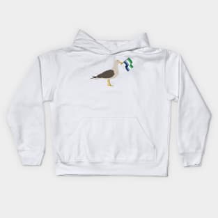 Seagull Holding Gay Male Pride Flag Kids Hoodie